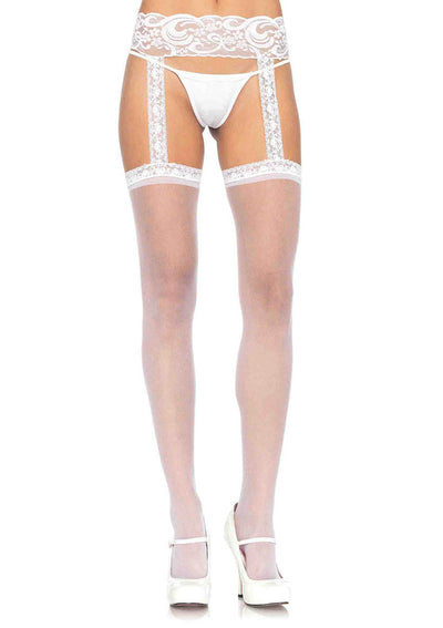 Sheer Thight-high With Lace Garter Belt