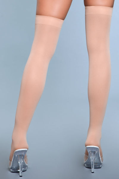 Opaque Nylon Thigh Highs Nude