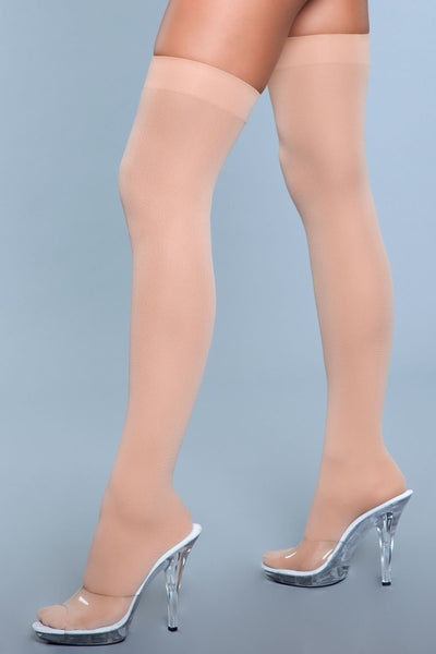 Opaque Nylon Thigh Highs Nude