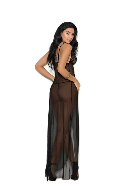 Long Mesh Gown WithLace Insert