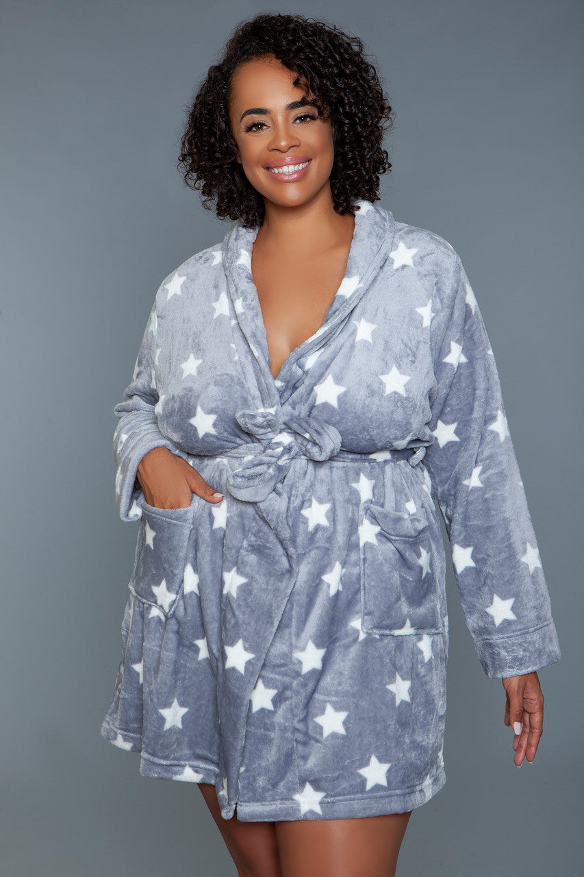 Kaylee Robe Dark Grey White