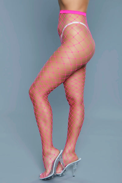 Oversized Fishnet Pantyhose Hot Pink