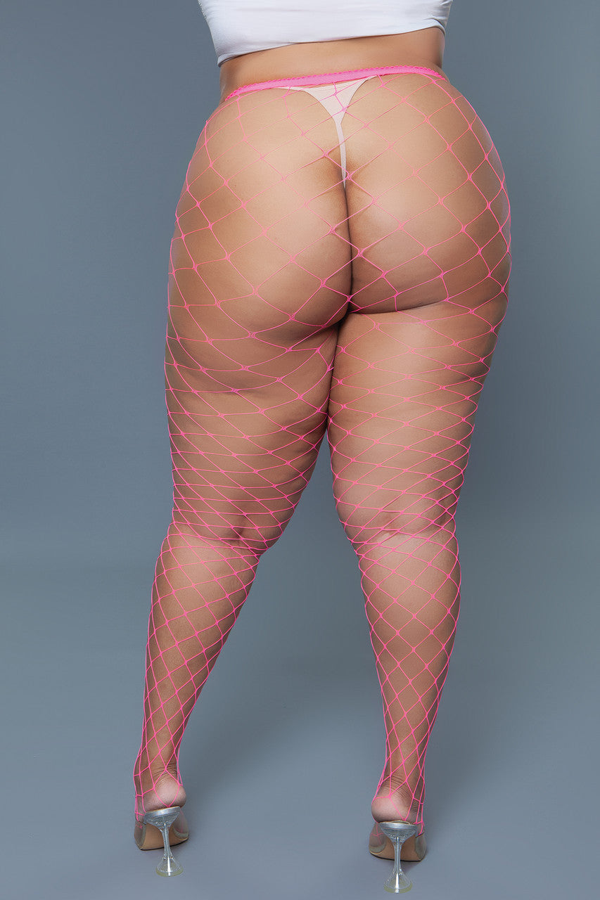 Oversized Fishnet Pantyhose Hot Pink