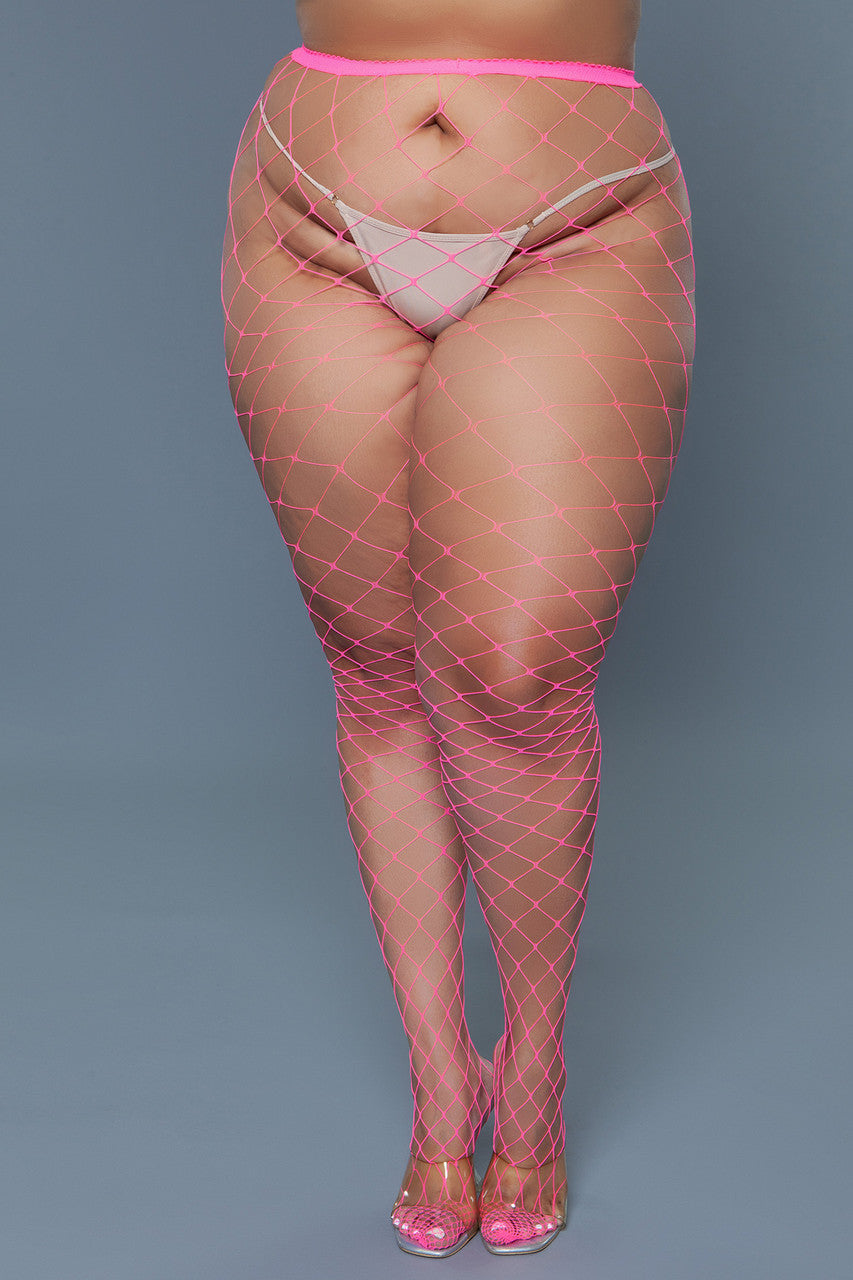 Oversized Fishnet Pantyhose Hot Pink