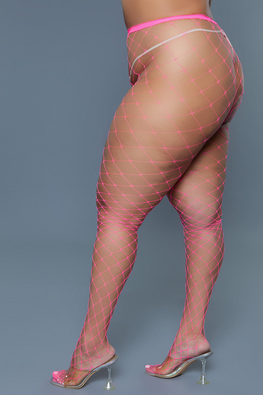 Oversized Fishnet Pantyhose Hot Pink