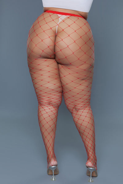 Oversized Fishnet Pantyhose Red