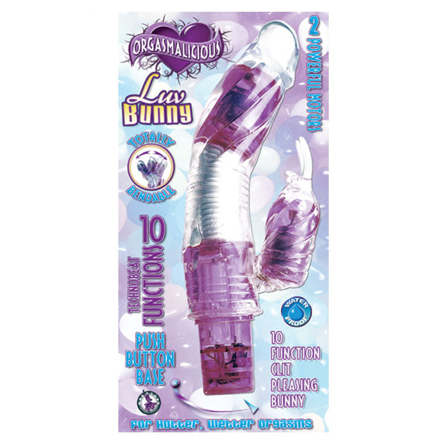 Orgasmalicious Luv Bunny Bendable Multispeed Waterproof Clit Stimulating Vibe (Grape)