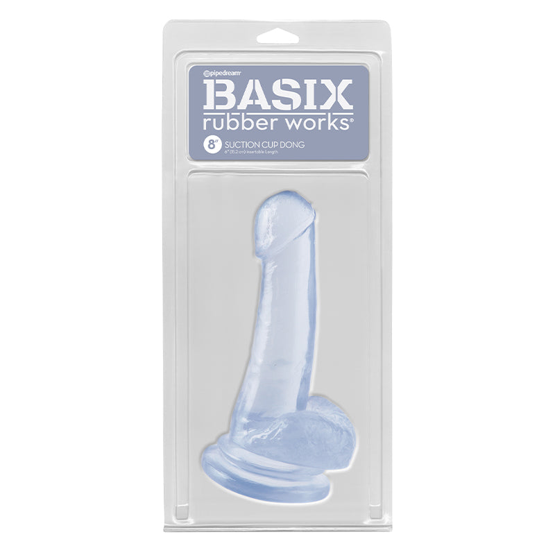 Pipedream Basix Rubber Works 8 in. Suction Cup Dong With Balls Clear