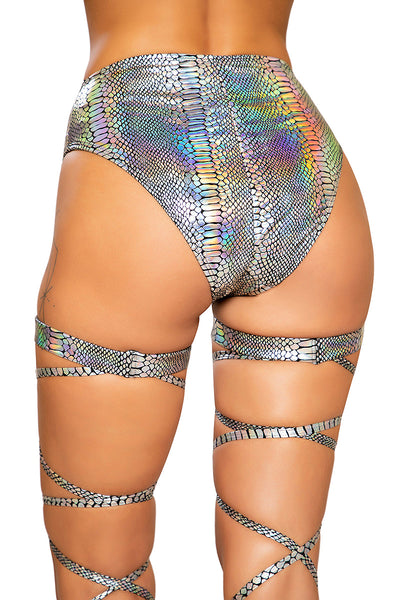 Snake Skin High-Waisted Shorts with Zipper Closure