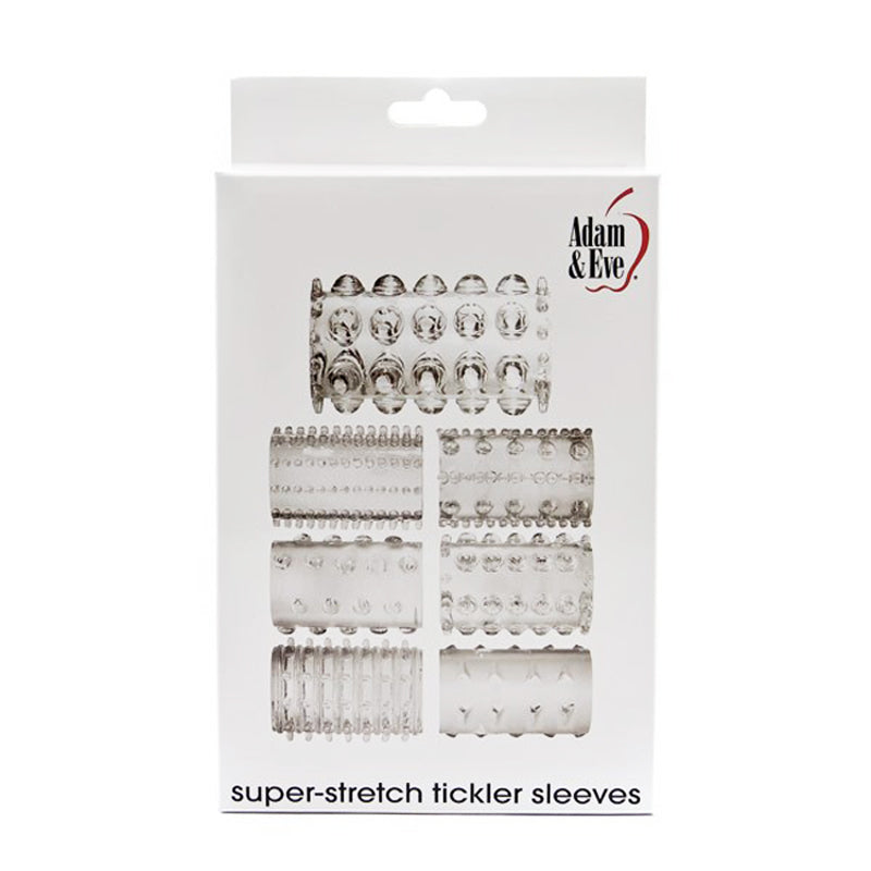 Adam & Eve Super-Stretch Tickler Sleeves 7-Piece Masturbation Sleeve Set Clear