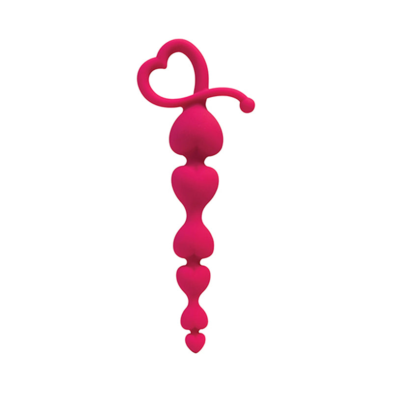 Curve Toys Gossip Hearts on a String Silicone Heart-Shaped Anal Beads Magenta