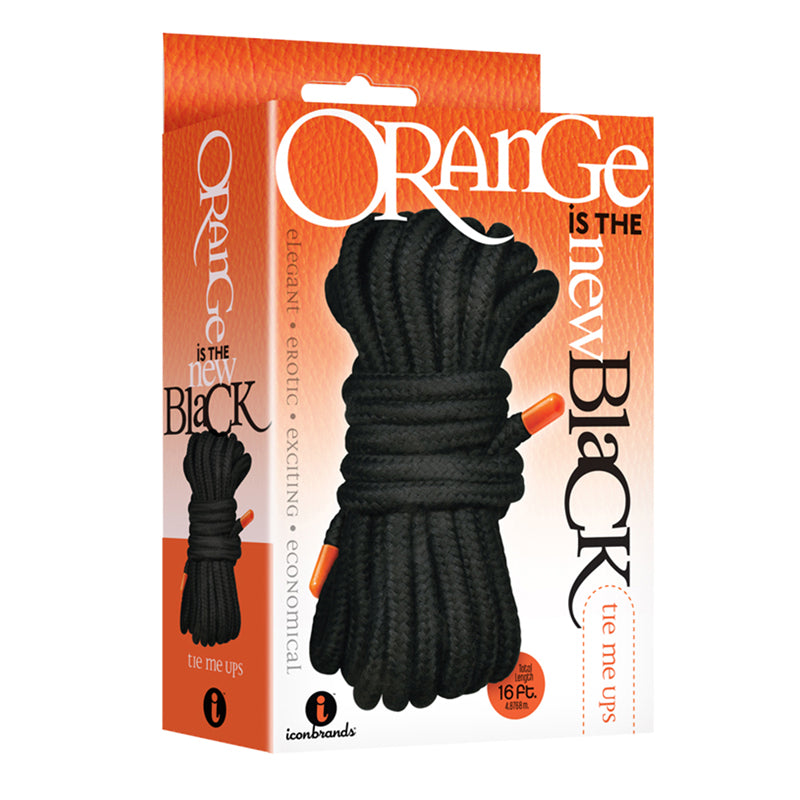 The 9's, Orange Is The New Black, Tie Me Ups Cotton/Nylon Blend Bondage Rope, Black with Orange Aiglets