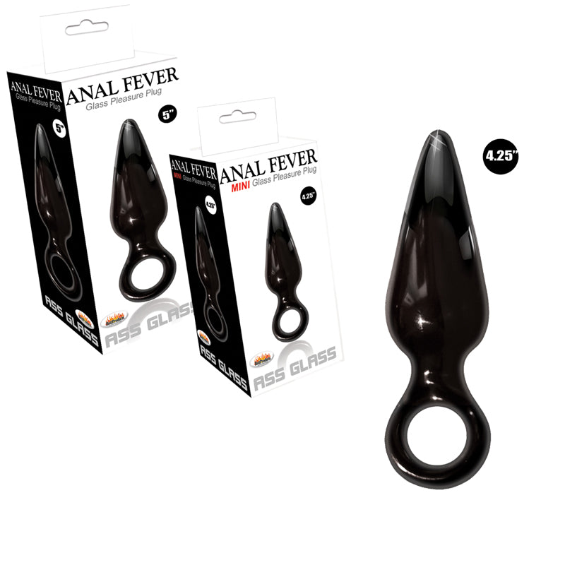 Anal Fever Mini Ass Glass Pleasure Plug Black 4.25 in