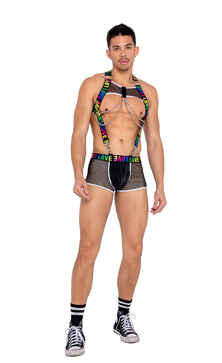 Mens Pride Harness with Suspenders