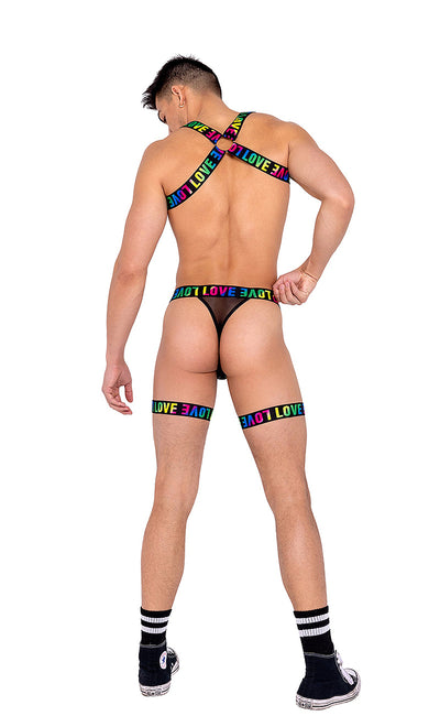Mens Pride Harness with Chain & Ring Detail