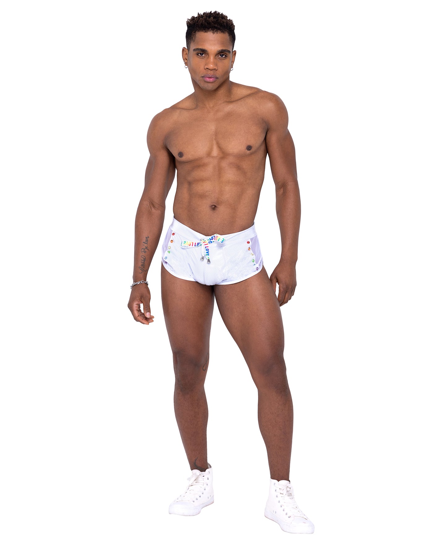 Mens Pride Mesh Vinyl Runner Shorts