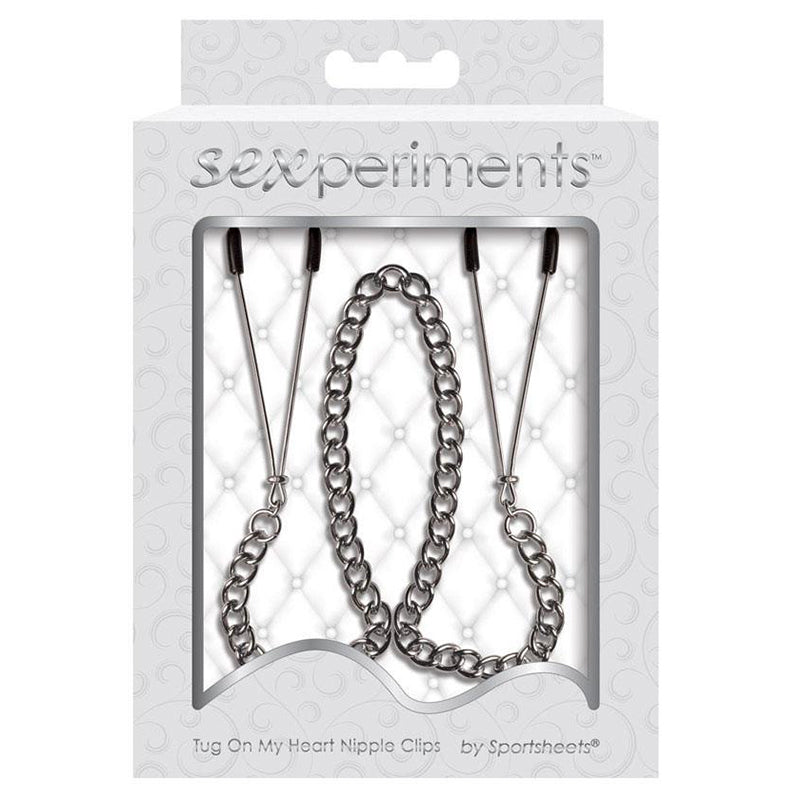 Sportsheets Sex & Mischief Tug On My Heart Nipple Clips with Chain