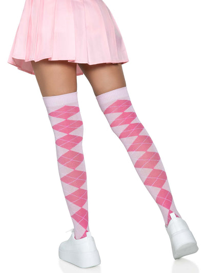 Argyle Knit Over The Knee Socks
