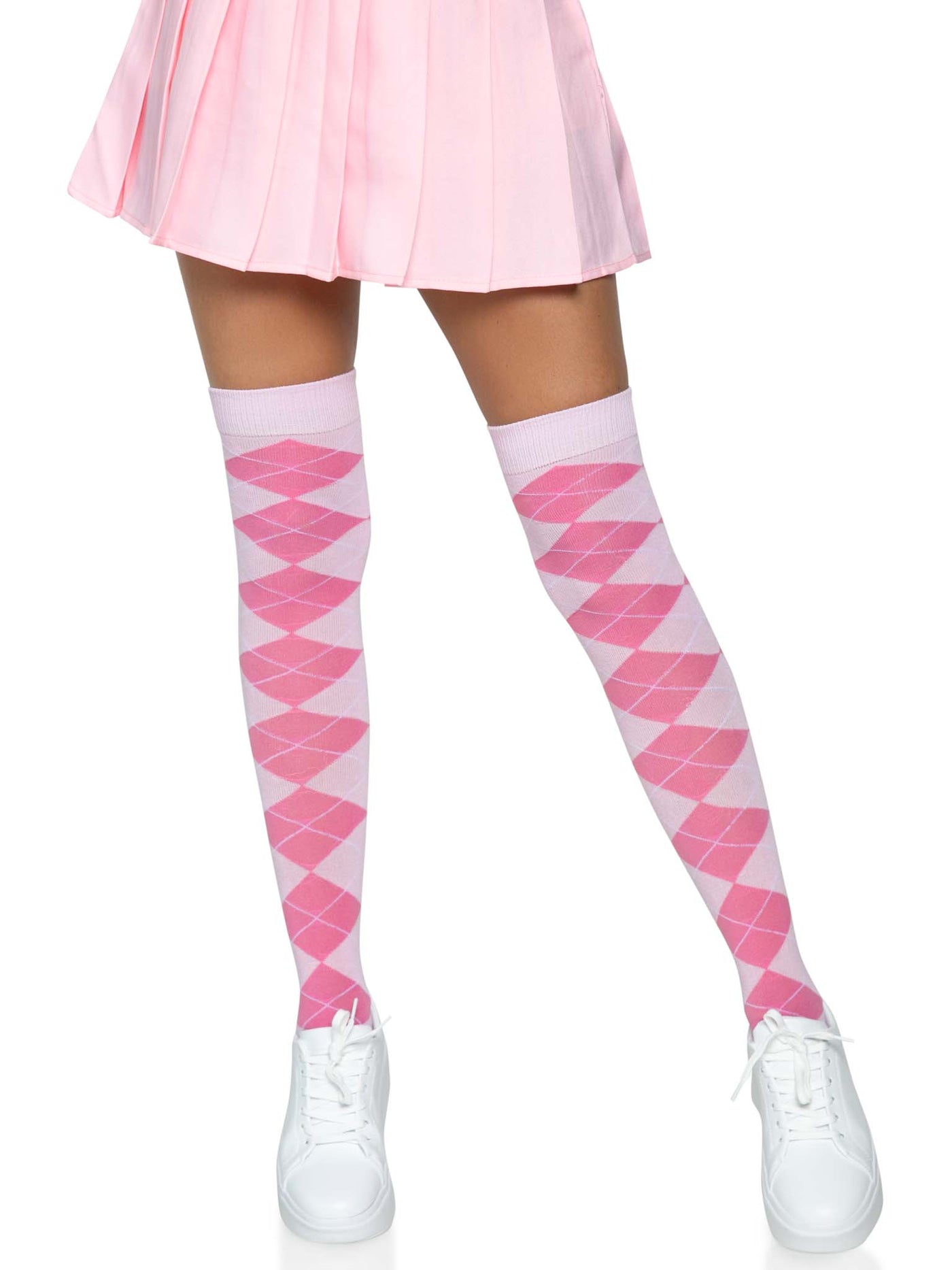 Argyle Knit Over The Knee Socks