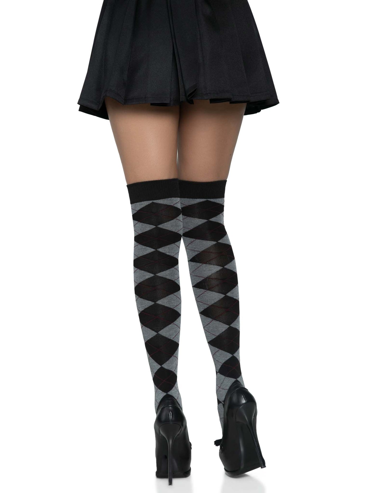 Argyle Knit Over The Knee Socks