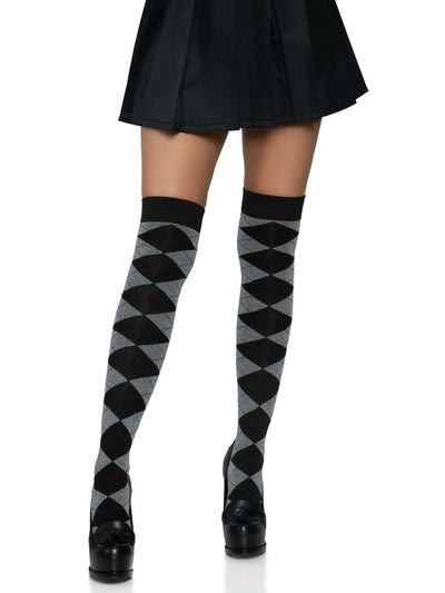 Argyle Knit Over The Knee Socks