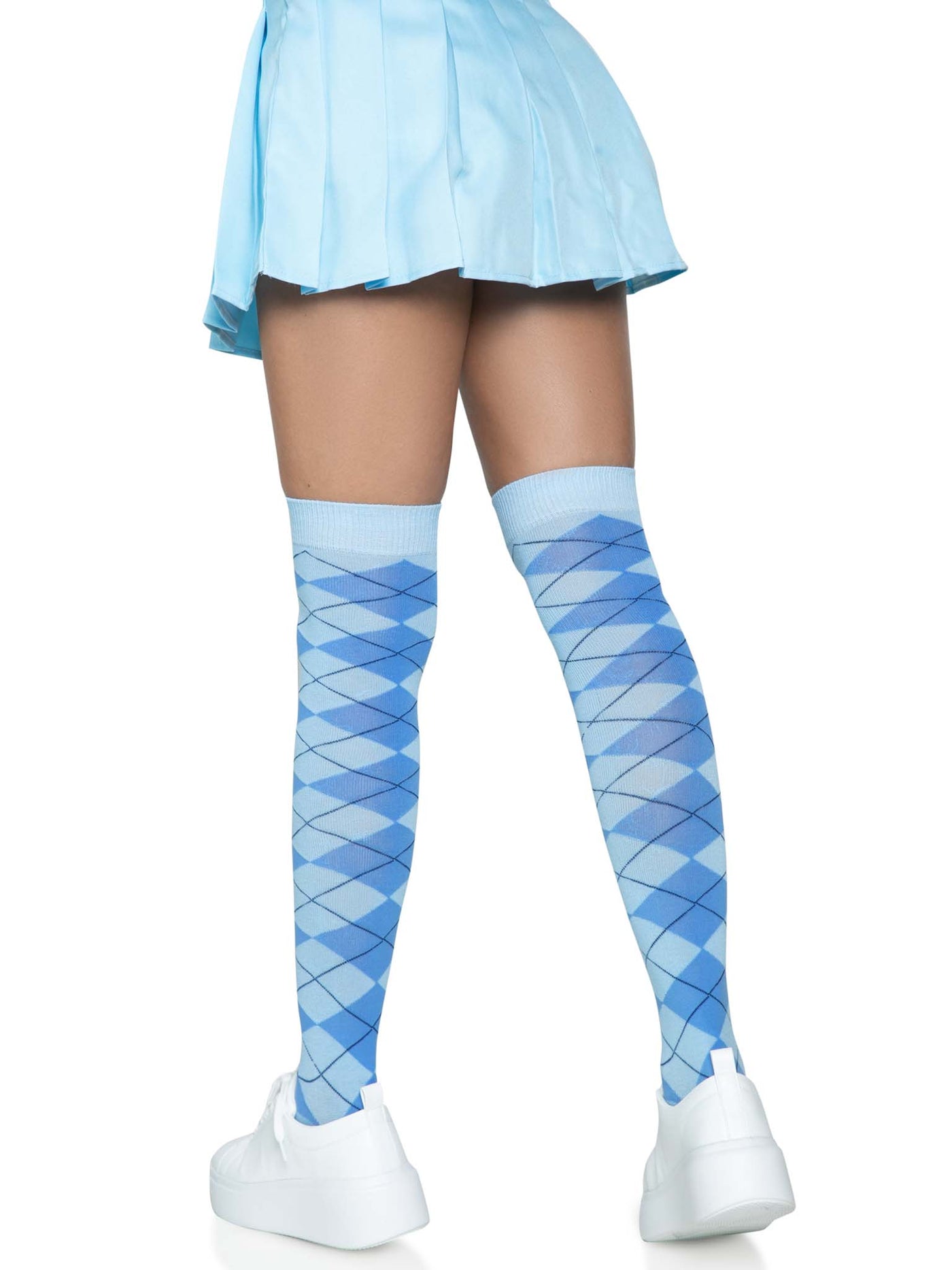 Argyle Knit Over The Knee Socks