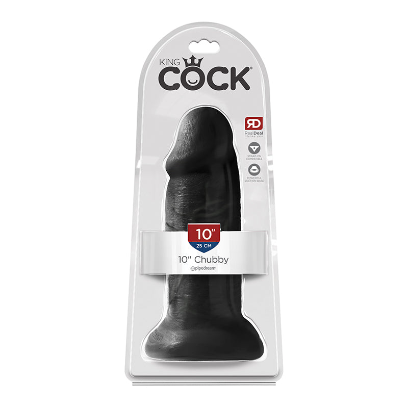 Pipedream King Cock 10 in. Chubby Realistic Dildo With Suction Cup Black