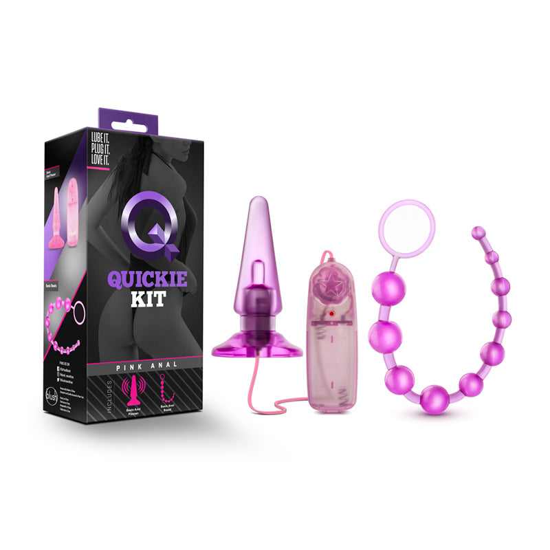 Quickie Kit Pink Anal Vibrating Plug & Beads Set Pink