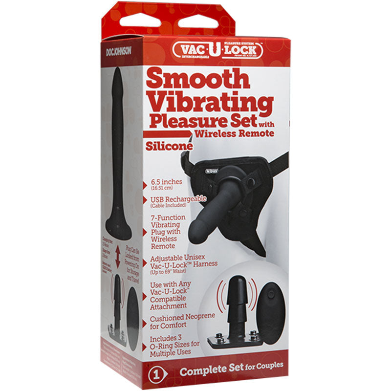 Vac-U-Lock Smooth Pleasure Set Vibrating Black