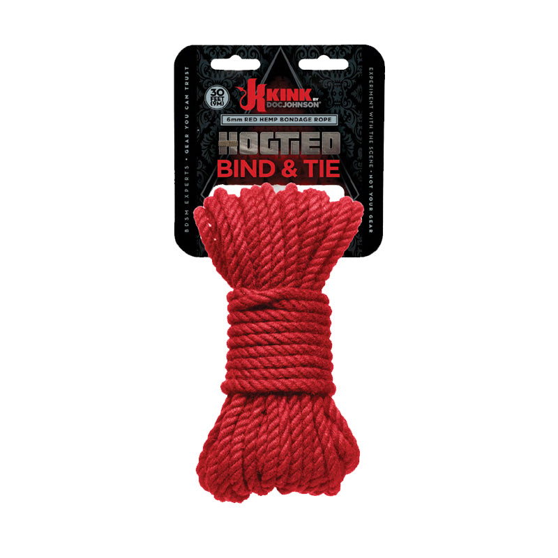 KINK Hogtied Bind & Tie 6mm Hemp Bondage Rope 30 Feet Red