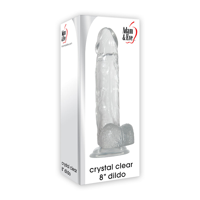 Adam & Eve Crystal Clear 8 in. Jelly Dildo With Balls Clear