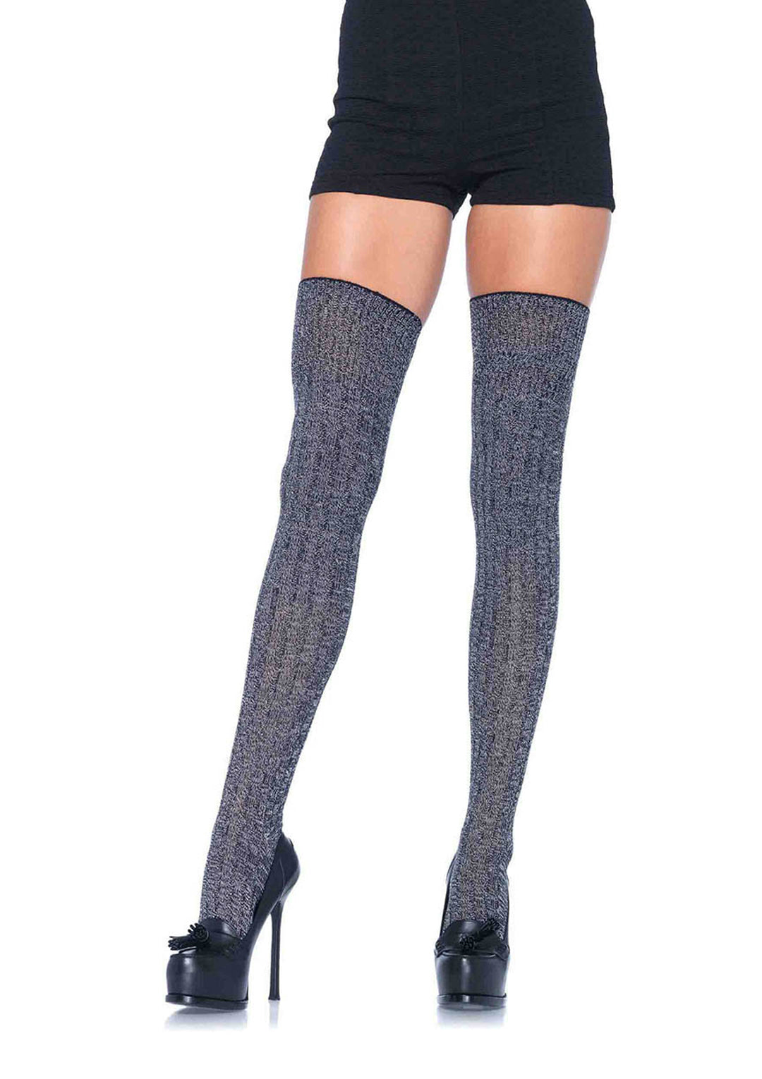 Heather Acrylic Rib Knit Thigh Highs