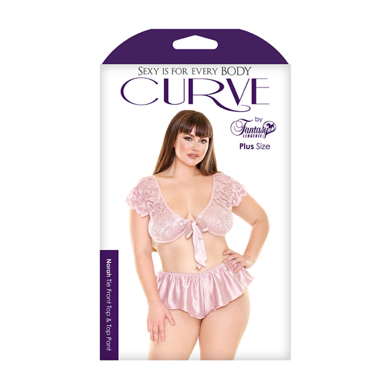 Fantasy Lingerie Norah Tie Front Top & Tap Pant Blush Pink 3XL/4XL