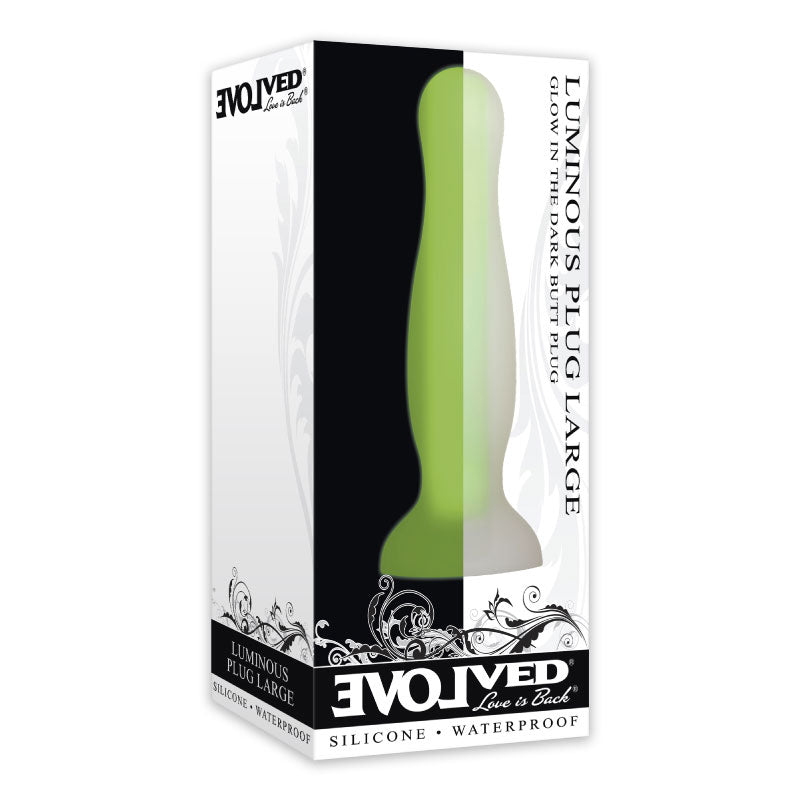 Evolved Luminous Glow in the Dark Dual Density Silicone Anal Plug Clear/Green Large