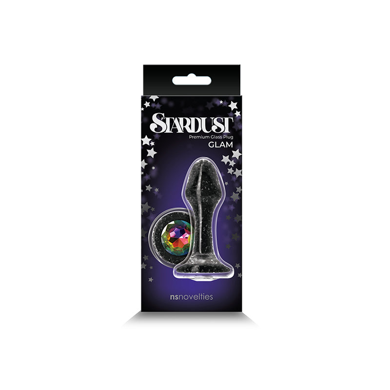 Stardust Glam Glass Plug with Gem Base Black