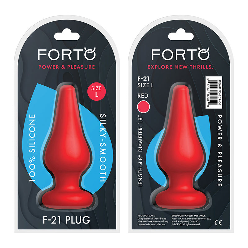 Forto F-21 Tear Drop Silicone Anal Plug Large Red