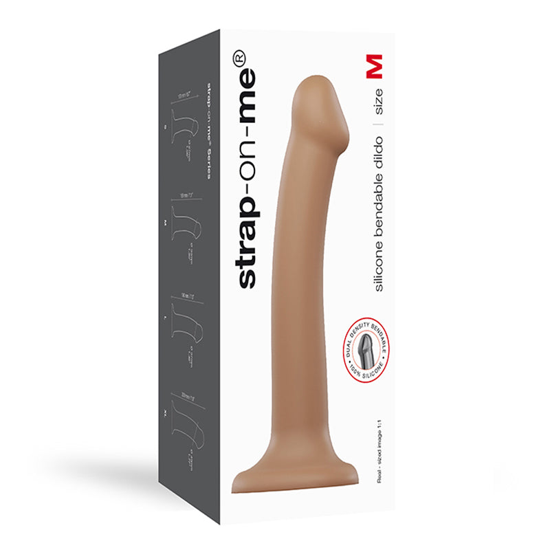 Strap-On-Me Bendable Dual-Density Silicone Suction Cup Dildo Caramel M