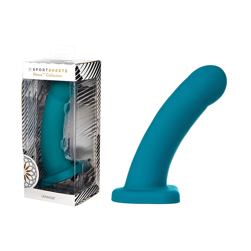 Sportsheets Merge Collection Lennox Rechargeable 8 in. Silicone Hollow Vibrating Dildo Emerald