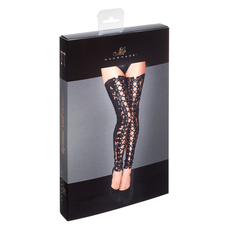 Noir Handmade Lace and Powerwetlook Stockings L