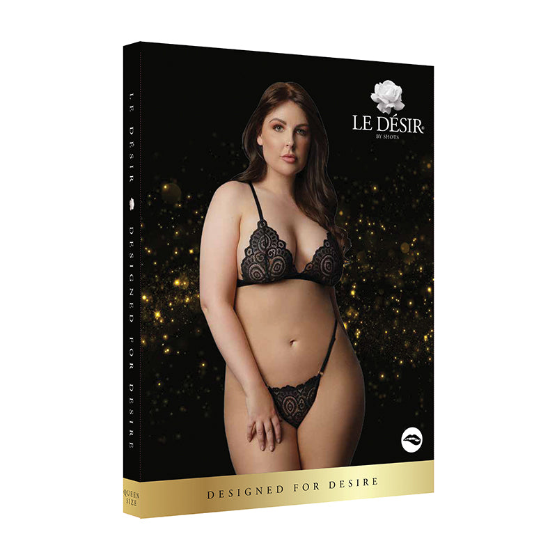 Shots Le Desir Magic Lace Velvet Lingerie Set Black Queen Size