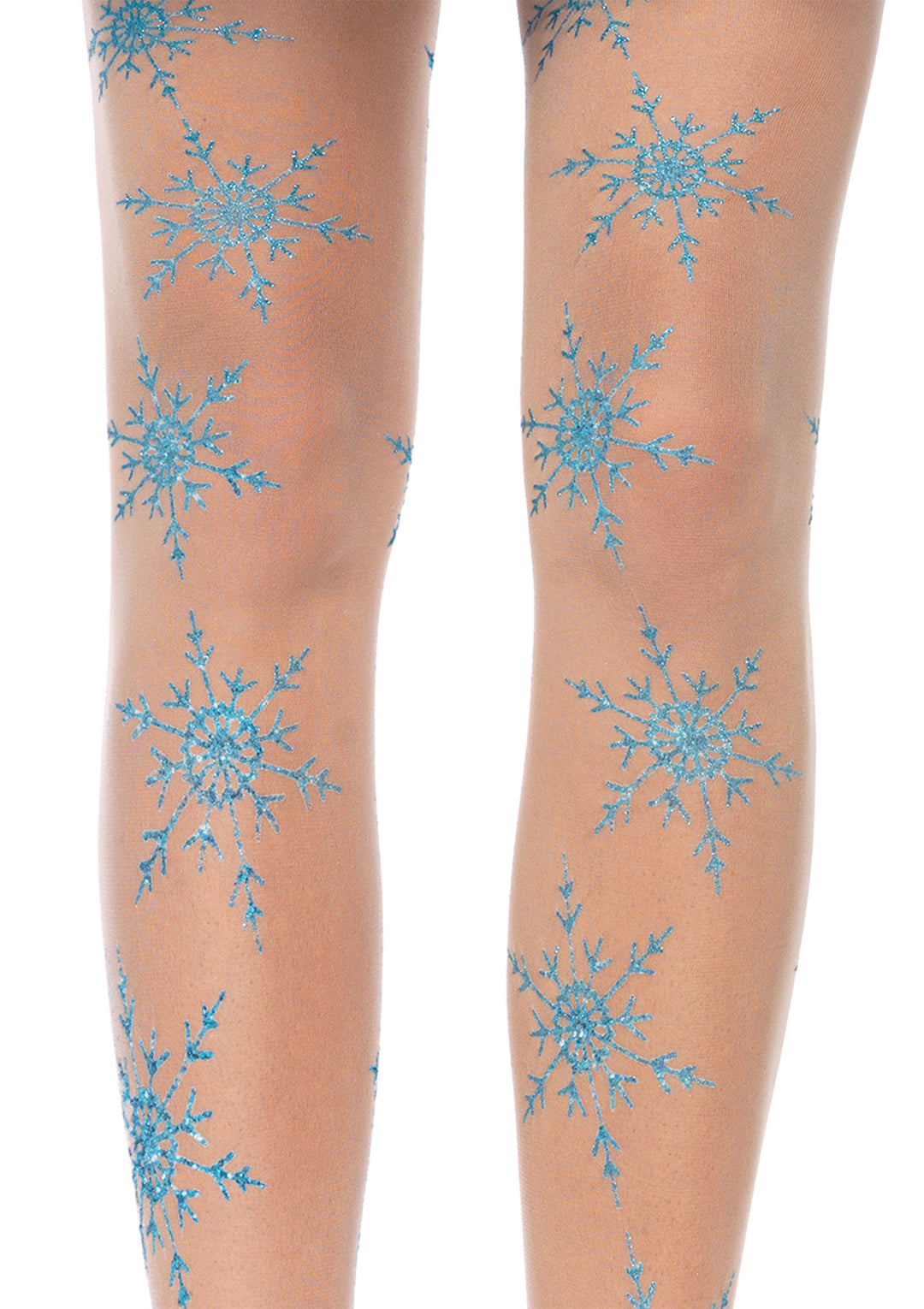 Let It Snow Spandex Sheer Glitter Snowflake Pantyhose