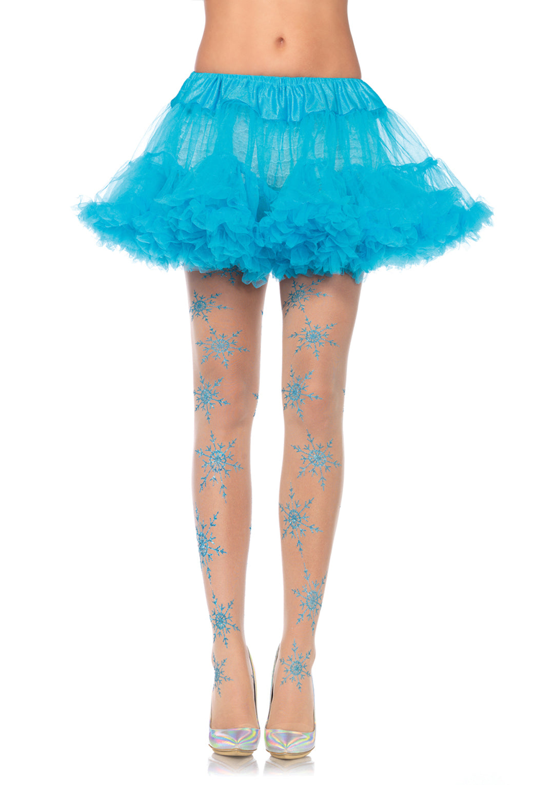 Let It Snow Spandex Sheer Glitter Snowflake Pantyhose