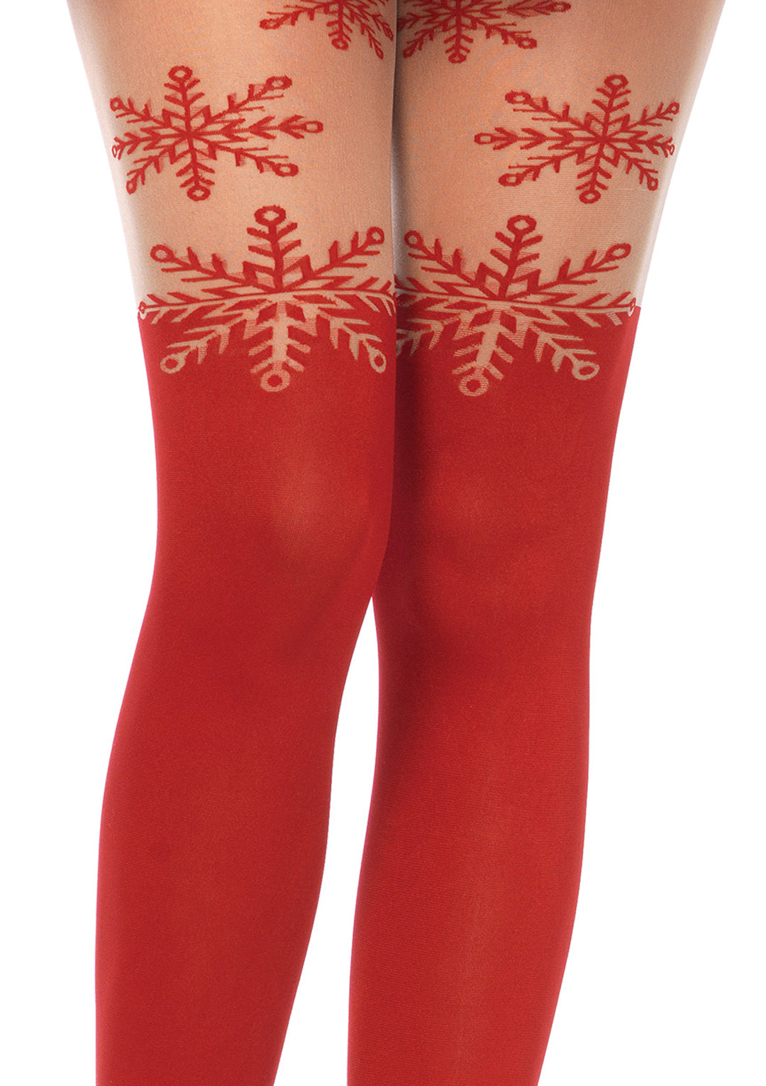 Spandex Snowflake Opaque Pantyhose W/sheer Thigh Accent