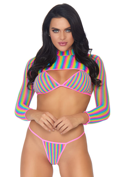 3-piece Rainbow Fishnet Bikini Top