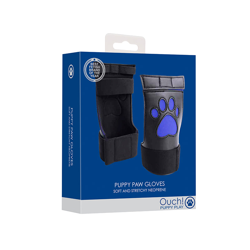 Ouch! Puppy Play Neoprene Puppy Paw Gloves Blue
