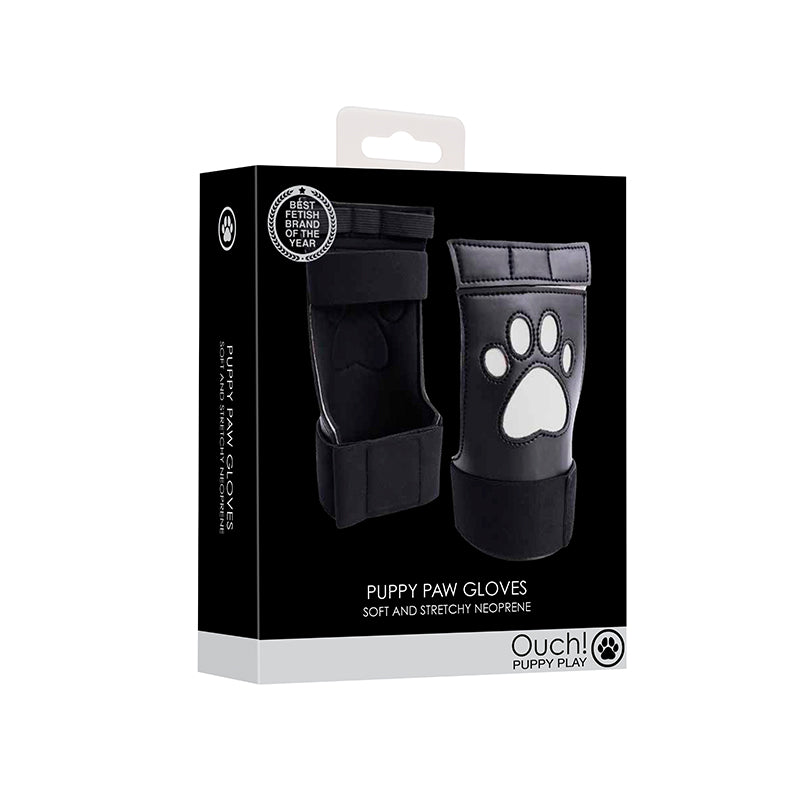 Ouch! Puppy Play Neoprene Puppy Paw Gloves White