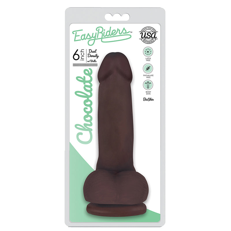 Curve Toys Easy Riders 6 in. Dual Density Dildo with Balls & Suction Cup Brown