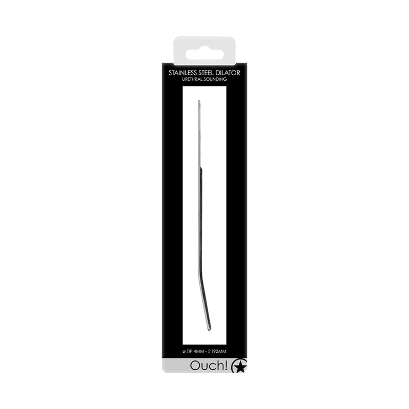 Ouch! Urethral Sounding Curved Stainless Steel Dilator 4 mm
