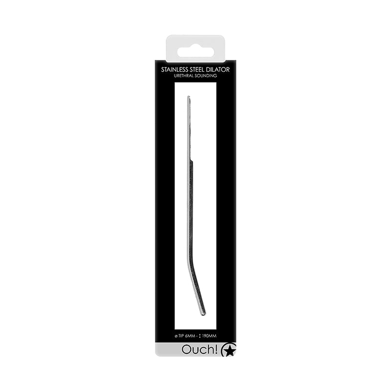 Ouch! Urethral Sounding Curved Stainless Steel Dilator 6 mm