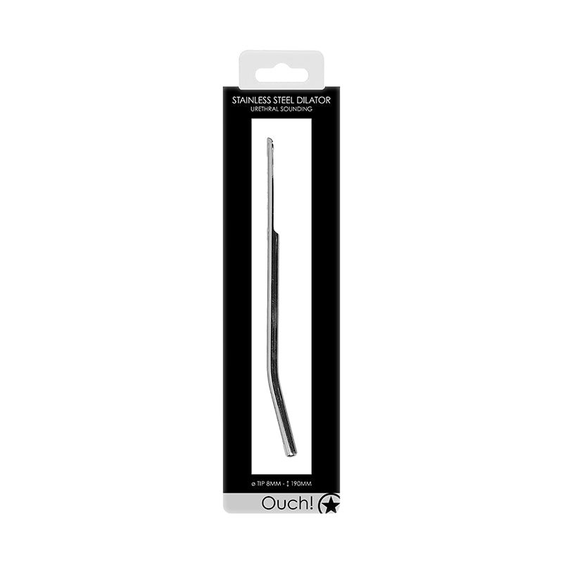 Ouch! Urethral Sounding Curved Stainless Steel Dilator 8 mm